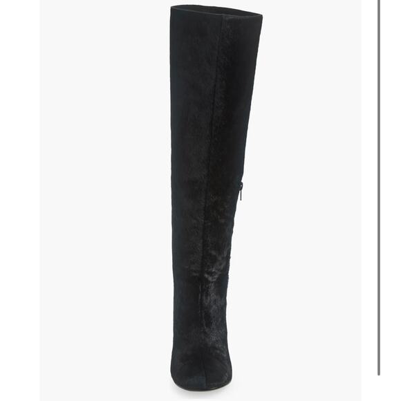 Jeffrey Campbell Modified Black Calf Hair Knee-High Boot Size 8.5 Clear Heel New - Picture 4 of 7
